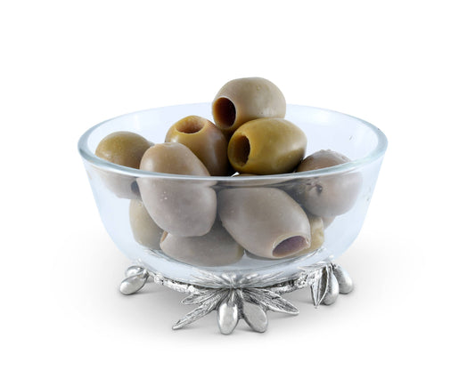 Olive Grove Glass & Pewter Bowl
