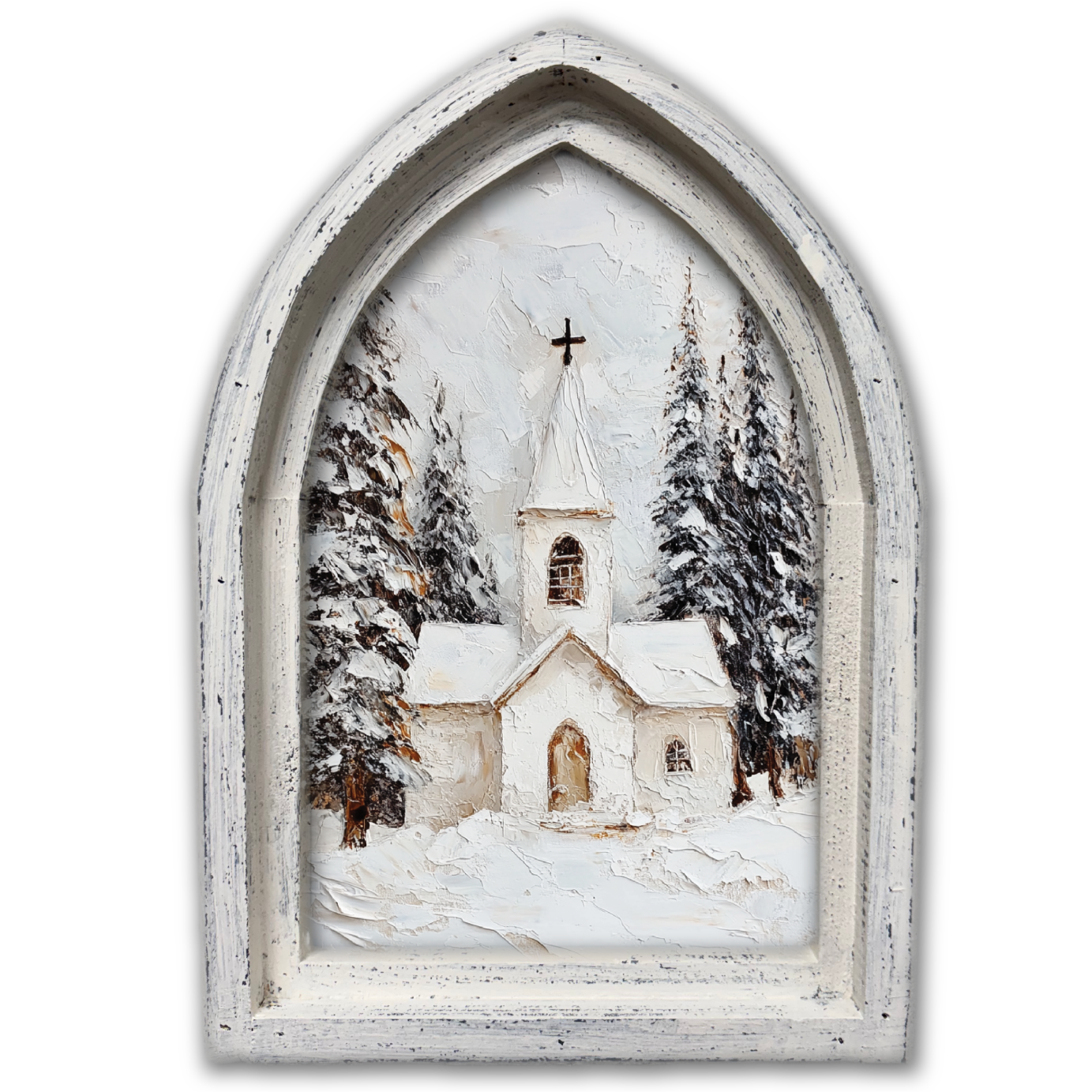 MINI ARCH FRAMED CANVAS-WHITE CHURCH WOODS