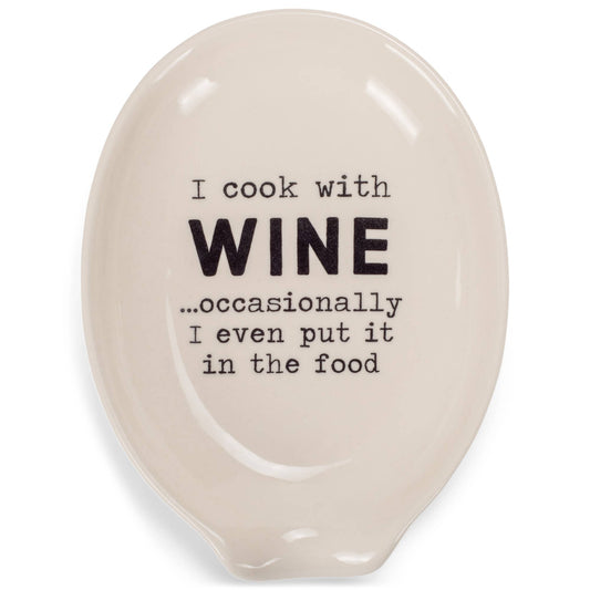 Cook With Wine 6 x 4 in Ceramic Oval Countertop Spoon Rest