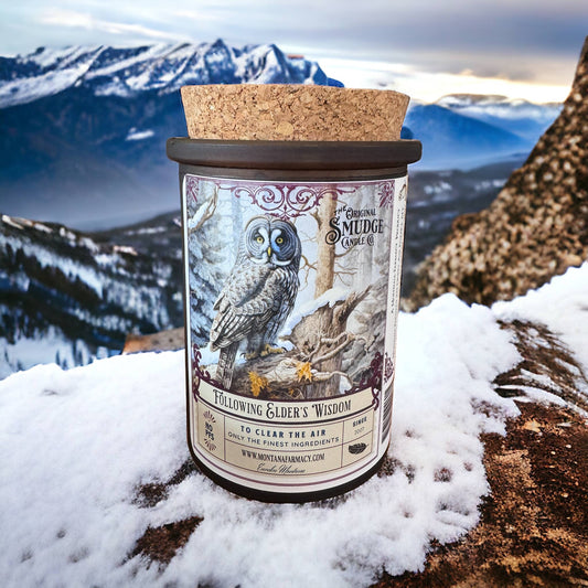 Following Elders Wisdom Vintage Owl Smudge Candle Intuition