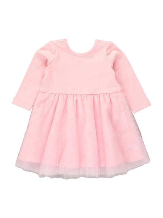 RuffleButts + RuggedButts - Girls Pink Long Sleeve Tulle Twirl Dress