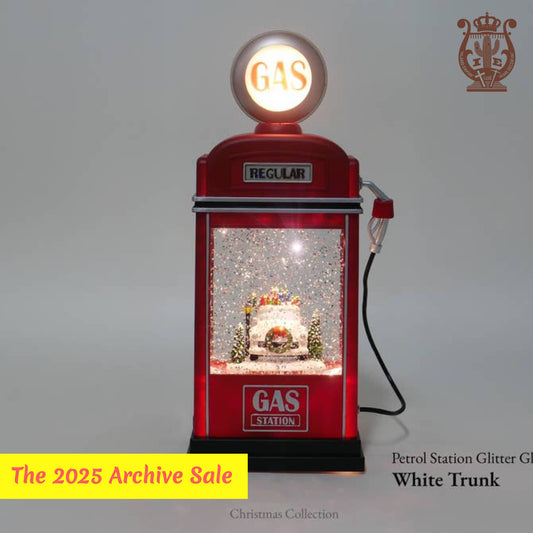 11" Lighted Petrol Station Glitter Globe, Trunk
