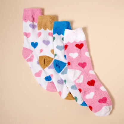 Hearts Pattern Fuzzy Socks Assorted