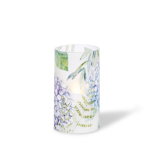 Battery Operated LED Hand-Poured Wax Candle with Floral Design