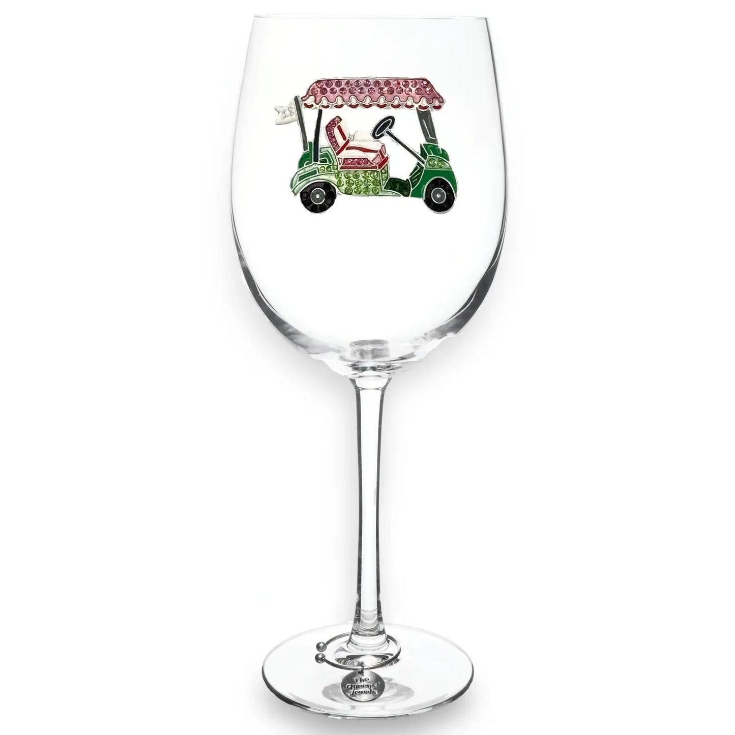 Golf Cart Stemmed Wine Glass