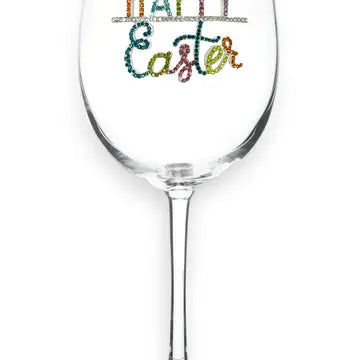 Happy Easter Jeweled Stemmed Wine Glass