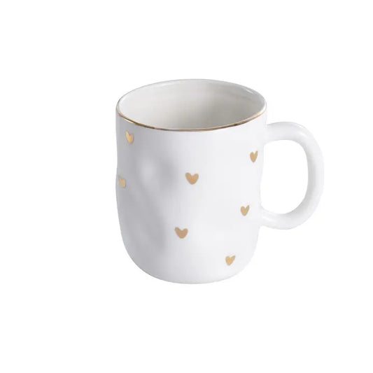Heart Mug - White with Gold Hearts