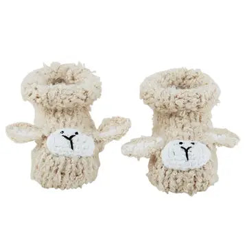 Knit Booties-Cream Lamb, Newborn