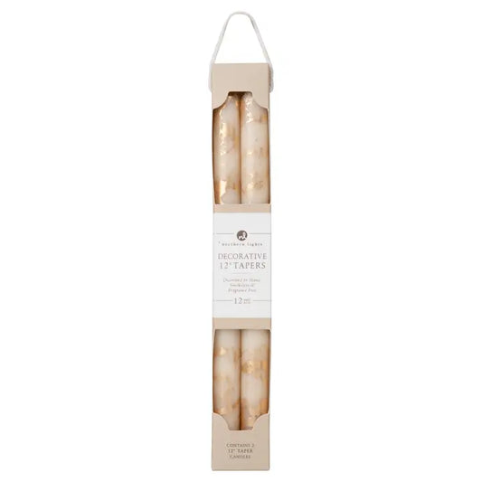 Cream W/Gold Taper - 12" 2pk