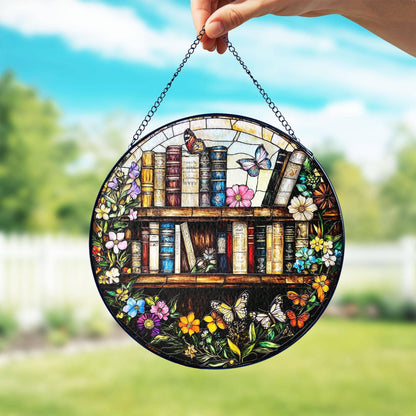 Stained Glass Book Suncatcher Window Decor, Book Club Gift
