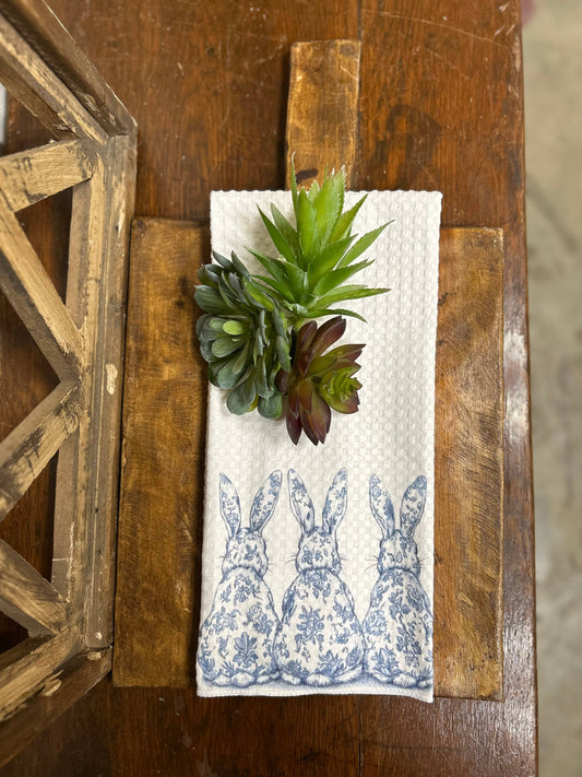 Blue Chinoiserie Triple Bunny Towel