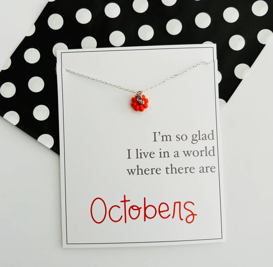 Dainty October Pumpkin Necklace