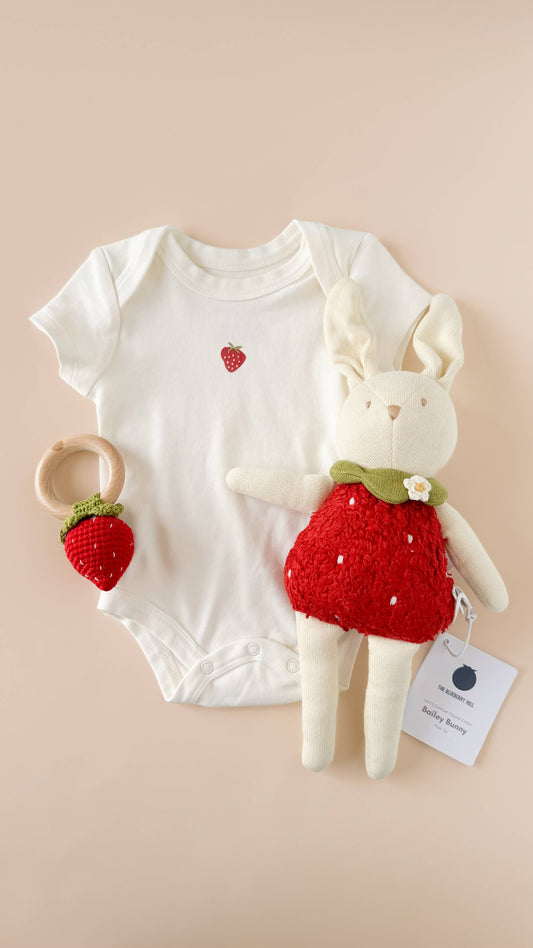 Bunny Strawberry Plushie Baby Kids Toy Stuffed Animal Spring