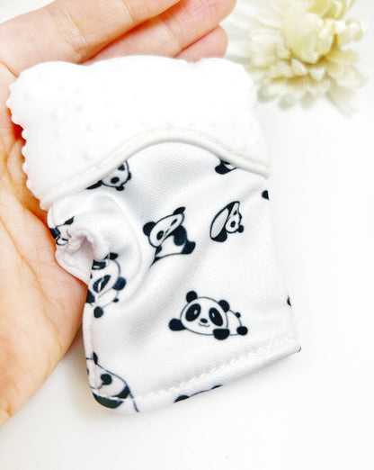 Monochromatic Panda Baby Teething Mitten