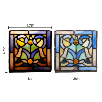 4.75"H Ilsa Blue Flourishes Stained Glass Candle Holder