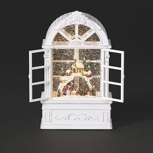 8.7" Lighted Swirl Snowy Town Window