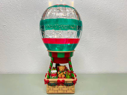 10" B/O Lighted Bear Balloon Glitter Globe Christmas Decor