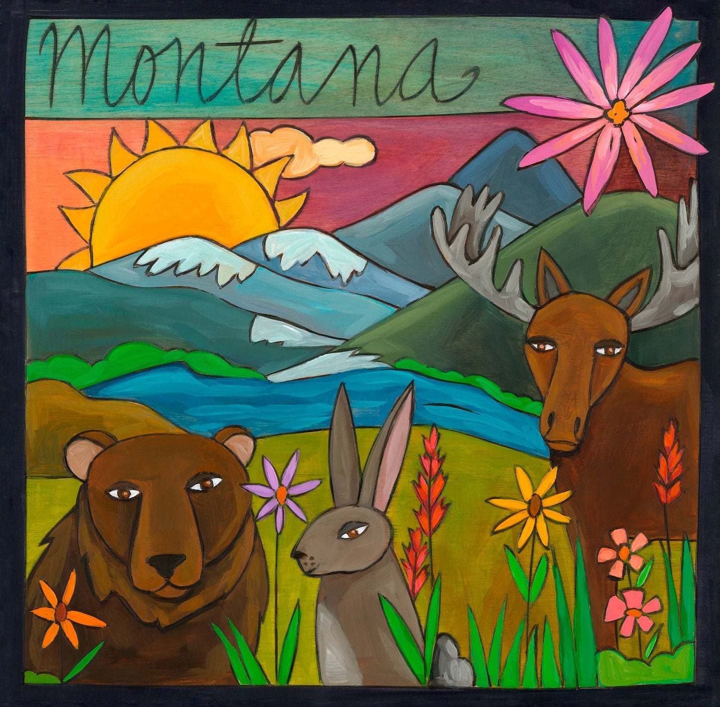 "Estado del Tesoro" | Placa de pared de Montana - 23x23 cm