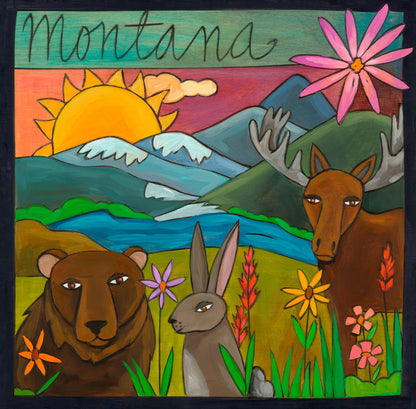 "Estado del Tesoro" | Placa de pared de Montana - 23x23 cm