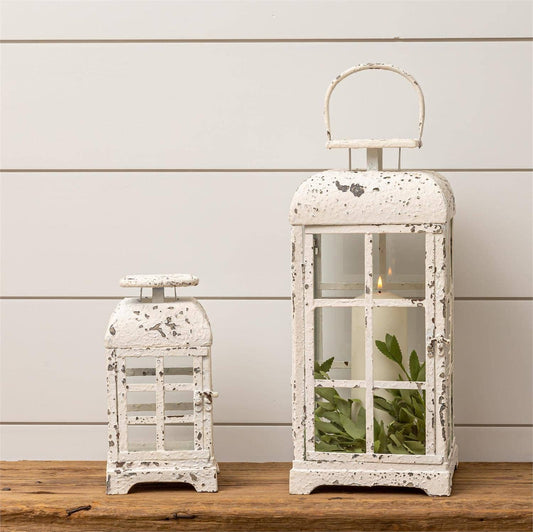 Chippy White Lanterns (Set Of 2)