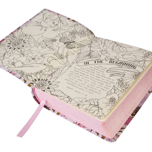 KJV My Creative Bible Faux Leather, Pink Floral Print