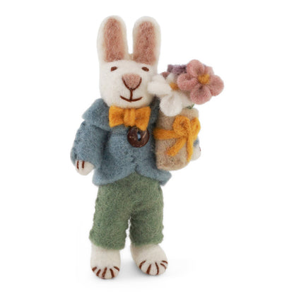 Small White Boy Bunny w/ Bouquet