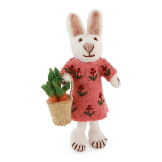 Small White Girly Bunny w/Carrot Basket