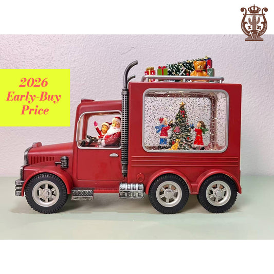 8.25" Lighted Santa Truck Glitter Snow Globe Holiday Decor