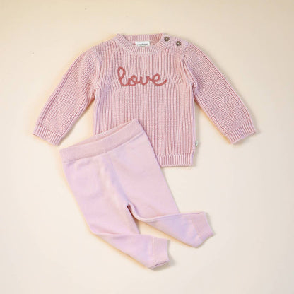 Love  Embroidered Chunky Knit Baby Sweater (Organic)
