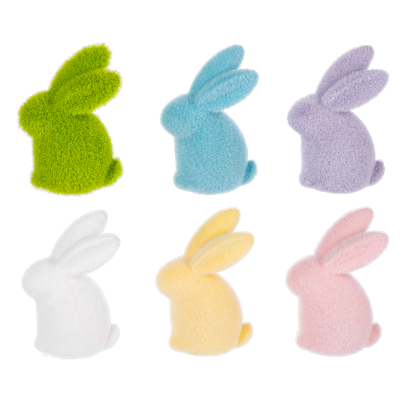 Flocked Bunny Figurines in Six Colors - Sold Separately