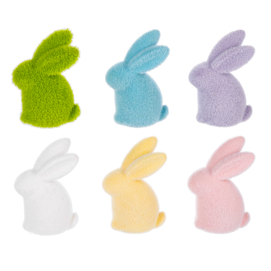 Flocked Bunny Figurines in Six Colors - Sold Separately