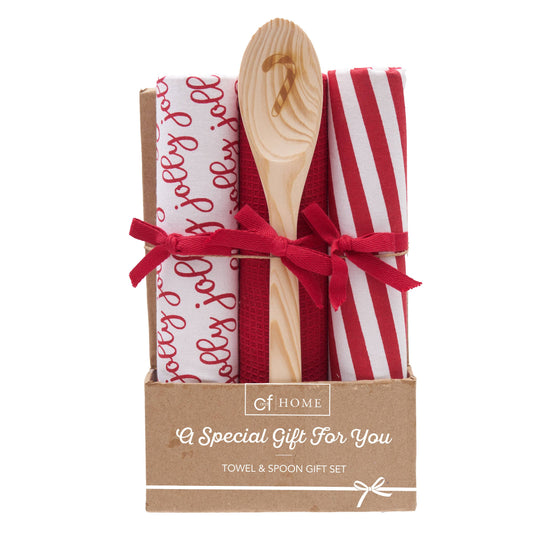 Christmas Jolly Candy Cane Kitchen Towel & Spoon Gift Set