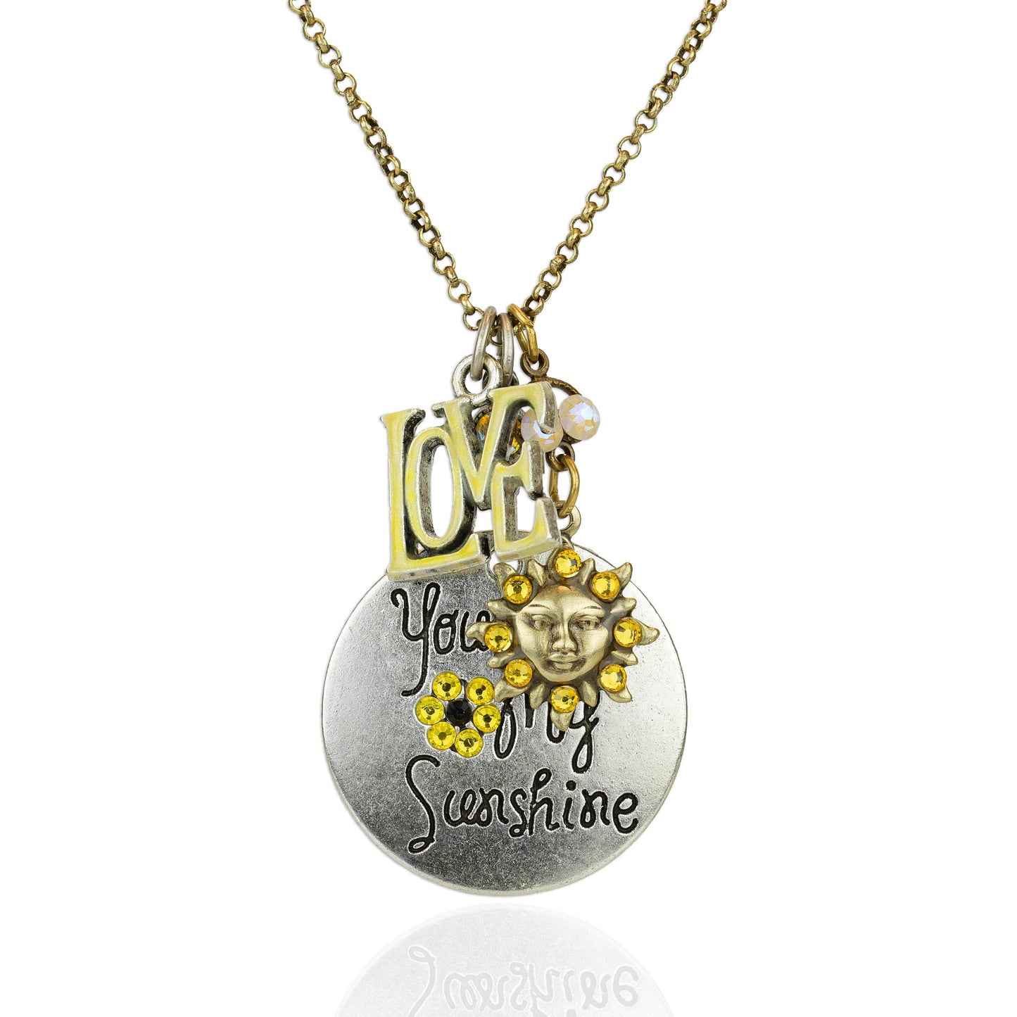 Collar con dijes de cristal "You Are My Sunshine" (Eres mi rayo de sol)