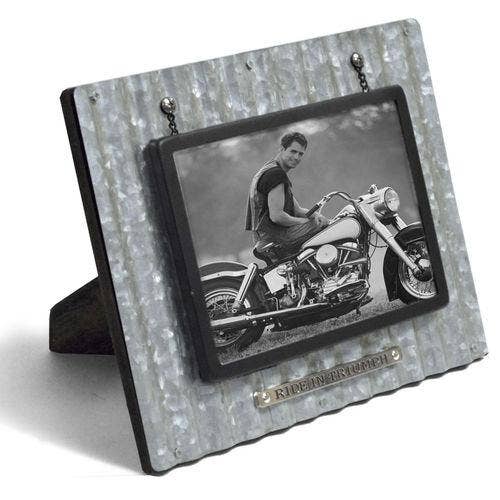 Divinity Boutique - God's Garage: Ride in Triumph Corrugated Metal Photo Frame