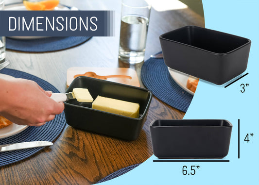 Ceramic Butter Dish Airtight Bamboo Black