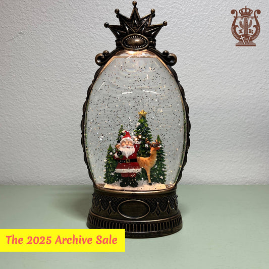 10.25" B/O Lighted Musical Snowman Crown Glitter Globe