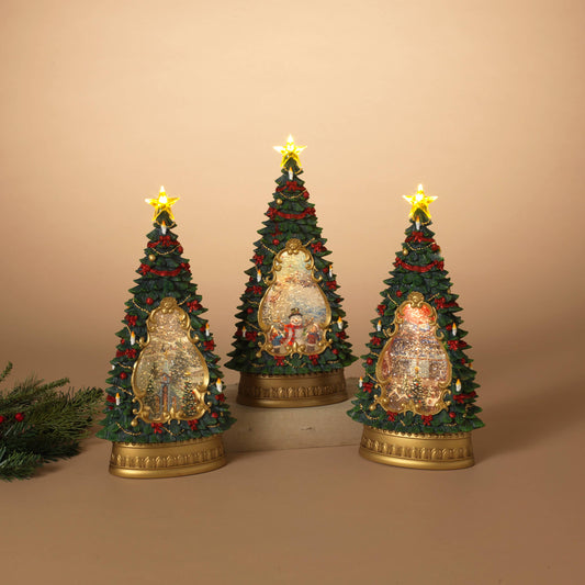 Holiday 13.5"H B/O Lighted Spinning Water Globe Christmas Tree