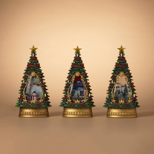 Holiday 13.5"H B/O Lighted Spinning Water Globe Christmas Tree