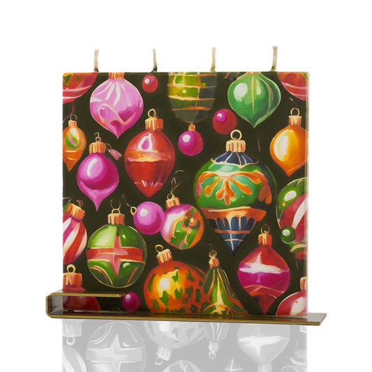 Flat Handmade Candle, Square - Colorful Painted Ornaments