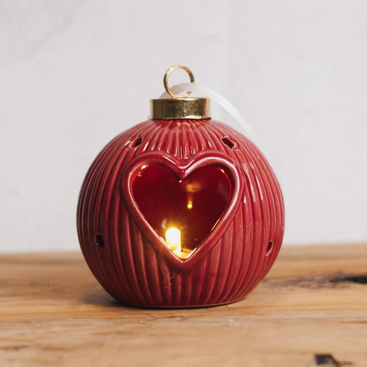 A Cheerful Giver - Heart Red Ornament with LED Light — Christmas, Holiday Ornaments