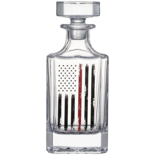 Firefighter Tactical Red Tattered American Flag Decanter Set