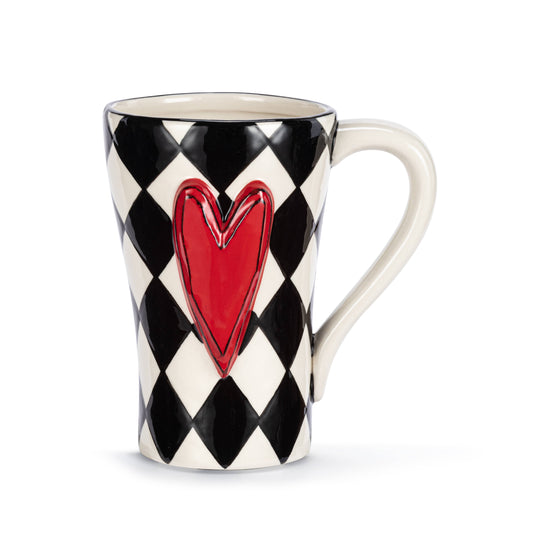 DEMDACO - Diamond Checker Red Heart Mug - 15oz