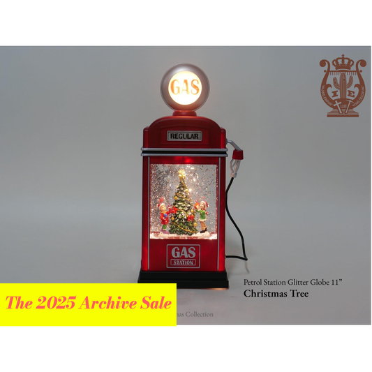 11" Lighted Petrol Station Glitter Globe, Christmas Tree