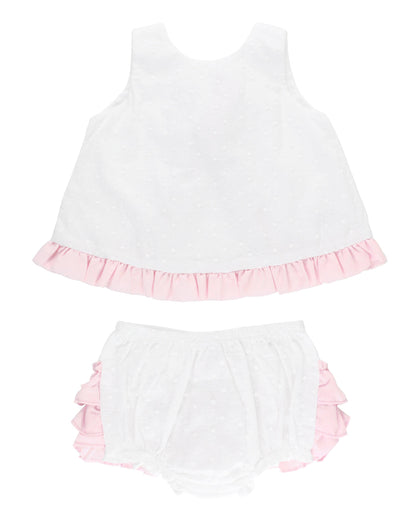 RuffleButts + RuggedButts - Baby Girls Swiss Dot Swing Top & Bloomer Set