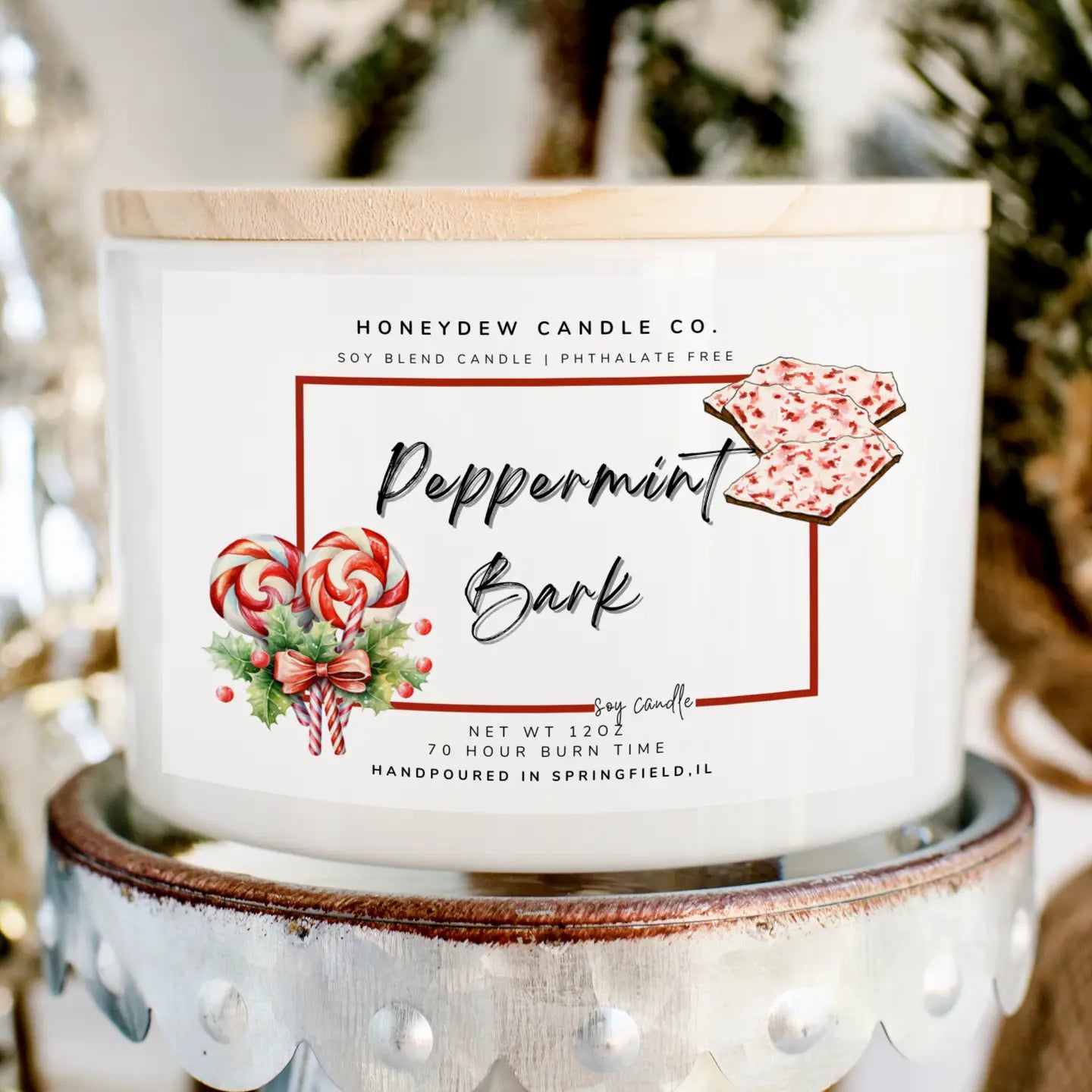3 Wick Candle 12 oz Peppermint Bark
