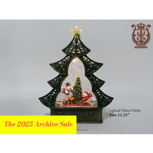 11.25" B/O Snowman Tree Glitter Globe, Xmas Decor