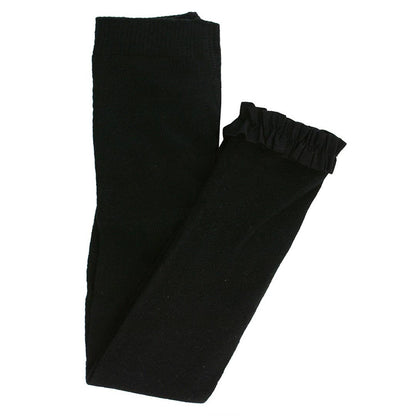 Girls Black Footless Ruffle Tights