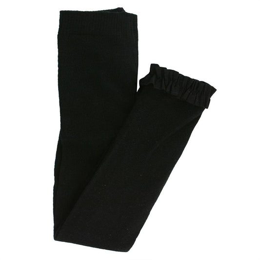 Girls Black Footless Ruffle Tights