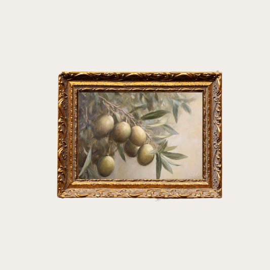 Vintage Olives | French Brass Gold Mould Framed Art