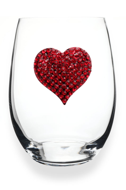 Rd Heart Jeweled stemless Wine Glass
